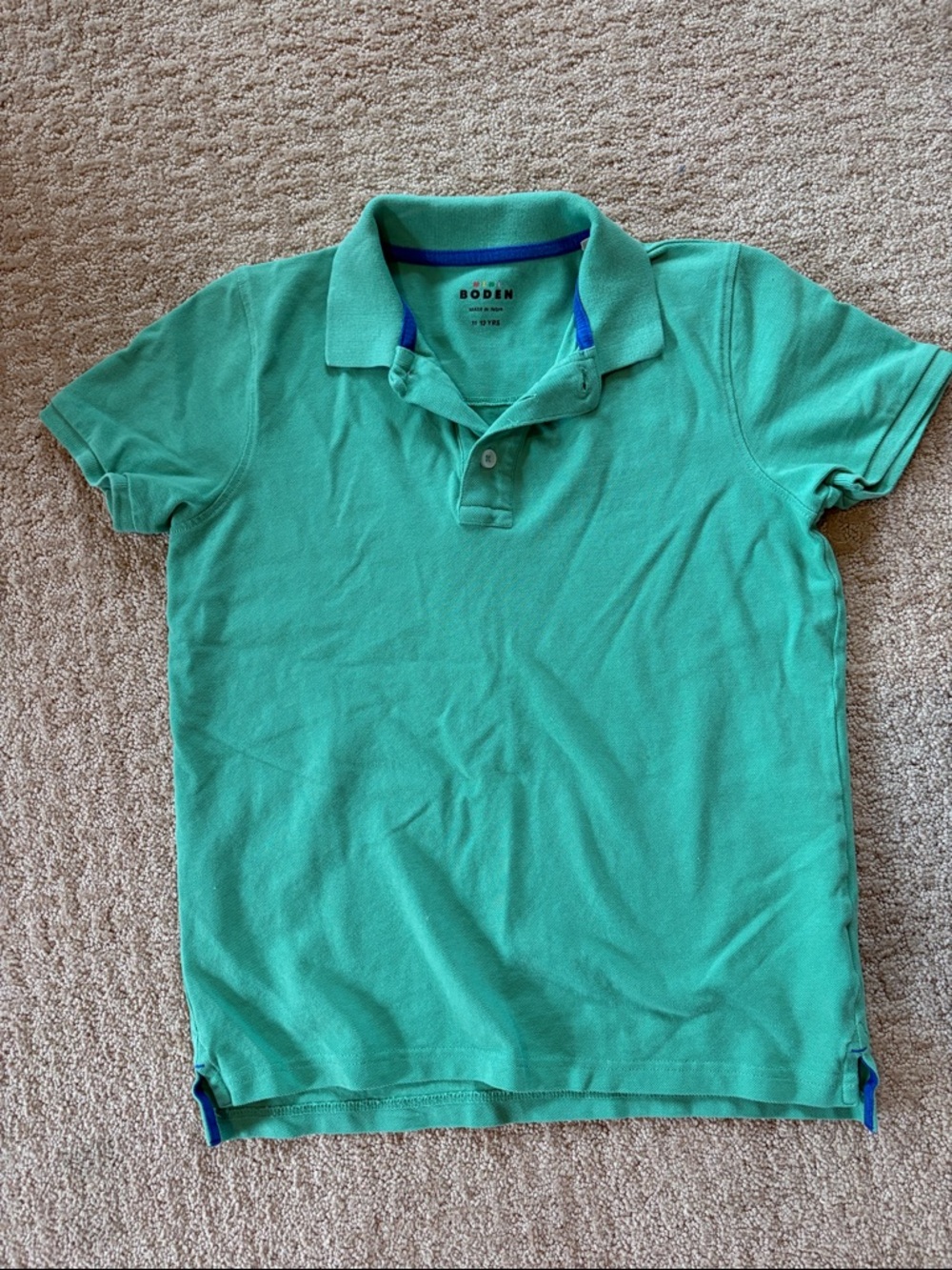 EUC mini Boden Mint Green Polo with Royal Trim, size 11-12
